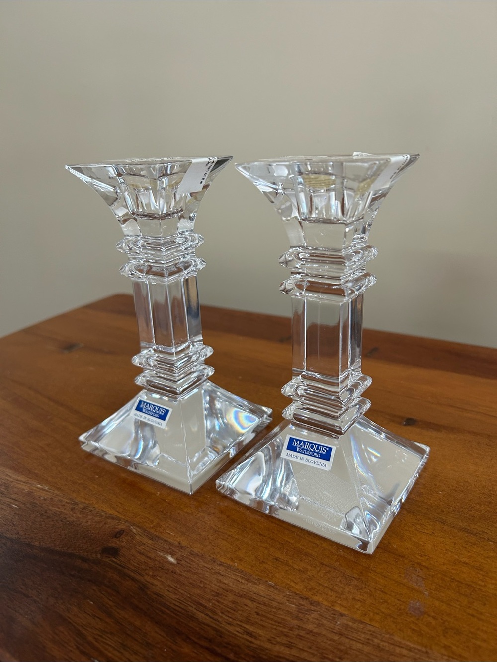 Marquis by Waterford Treviso Clear 6-inch Candlestick Holders (Set of 2) NEW